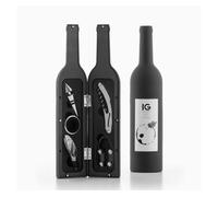 InnovaGoods® Juegos de accesorios para vino, elegante estuche, Set 5 Pieces Bottle Wine, Set de Accesorios para Vino, Sacacorchos con Accesorios para Vino, Acero Inoxidable, Negro.