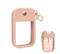 Estuche desinfectante de manos compatible con Touchland, funda de silicona para desinfectante de manos con llavero para Touch Land Mist Case de 1 onza líquida (beige rubor)