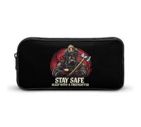 Estuche divertido para bolígrafos Stay Safe Sleep With A Firefighter, estuche de alta capacidad, bolsa de papelería, organizador de cosméticos para hombres y mujeres