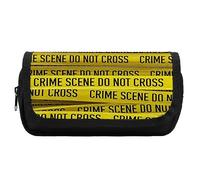 Estuche divertido para lápices con diseño de escena del crimen, doble capa, organizador de maquillaje, bolsa de maquillaje con compartimentos de gran capacidad