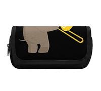 Estuche divertido para lápices con diseño de hipopótamo tocando música, organizador de maquillaje de viaje, bolsa de almacenamiento para hombres y mujeres, Estilo:, Talla única, MHXYZHW
