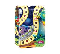 Estuche divertido para lápices de labios, diseño de Monster Rocket Alien Planet, portátil, mini caja de almacenamiento de lápiz labial, organizador de labios con espejo para mujer, Varios colores, 9.5x2x7 cm/3.7x0.8x2.7 in