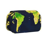 Estuche doble con diseño de mapa del mundo, gran capacidad, para suministros escolares y de oficina