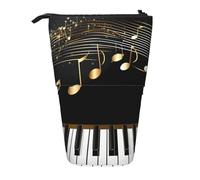 Estuche dorado para lápices de pie, teclado de piano, estuche telescópico para lápices, bolsa de cosméticos, organizador de papelería para escuela, oficina, viajes