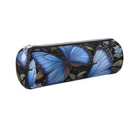 Estuche elegante con estampado de mariposas azules, suministros de oficina, accesorios de oficina, papelería, organizador, Silver, One Size, Organizador de bolsas