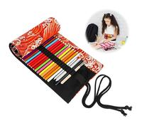 Estuche enrollable con 36 agujeros, estuche enrollable de lino para pintar o maquillaje, rollo lavable, diferentes tipos de lápices para estudiantes, pinceles, pintura y artistas, recoge (B: rojo)