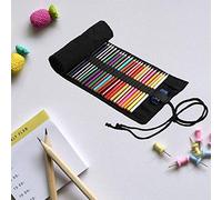 Estuche enrollable de tela negro con 12-72 agujeros para lápices, bolígrafos o pinceles, regalo ideal para estudiantes y adultos