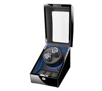 Estuche enrollador doble para relojes automáticos con 5 modos de rotación, motor silencioso y mecanismo de resorte para relojes de pulsera de hombre y mujer, negro + negr，Black+black+key Lock-2+3