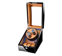 Estuche enrollador doble para relojes automáticos con 5 modos de rotación, motor silencioso y mecanismo de resorte para relojes de pulsera de hombre y mujer, negro + marr，Black+brown+key Lock-2+3
