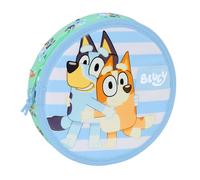 Safta BLUEY Sisters - Plumier Redondo, con 18 Piezas, Fácil Limpieza, Estuche Infantil, Estuche Niño, Ideal para Niños de 5 a 14 Años, Cómodo y Versátil, Calidad y Resistencia, 21x3.5 cm