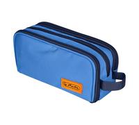 Estuche Escolar Bolsa de Cosméticos Triple Herlitz Azul Neón - 3 Compartimientos, Organizador Solapa, Bolsillo de Malla, Mango, Azul Marino (23,5 x 11 x 7,5 cm)