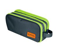 Estuche Escolar Bolsa de Maquillaje Triple Herlitz Neón Kiwi - 3 Compartimientos, Organizador Solapa, Bolsillo de Malla, Mango, Verde Oscuro/Lima (23,5 x 11 x 7,5 cm)