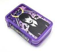 Estuche escolar de 3 cremalleras original con 44 piezas, Miércoles, informal