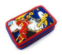 Estuche escolar de 3 cremalleras original con 44 piezas, S0nic, Parte trasera