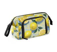 Estuche escolar de pintura al óleo con limón amarillo, caja de gran capacidad, estuche portátil para niños imprescindibles en la escuela