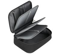 Estuche Escolar Grande Negro con 5 Compartimentos y 3 Separadores Extraíbles, Estuche de Lápices Multifuncional en Oxford para Escuela, Oficina y Viajes