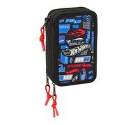 Safta Hot Wheels - Estuche Escolar con 37 Útiles Incluidos, Estuche Infantil, Estuche Niño, Ideal para Niños de 5 a 14 Años, Cómodo y Versátil, Calidad y Resistencia, 12.5x5.5x19.5 cm