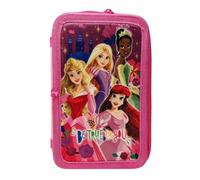 Estuche Escolar Infantil Princesas Disney 2 Compartimentos con Material | Interior organizado con gomas elásticas | Cierre con cremallera | Para colegio dibujo deberes y viajes