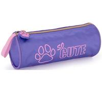 Estuche Escolar Infantil Tipo Tubo - 21x8 cm - Ideal para Primaria (2º a 6º) - 7 a 11 años - Perrito Violeta - Cremallera - Poliéster Resistente - Regalo para Niñas - Julian Ross