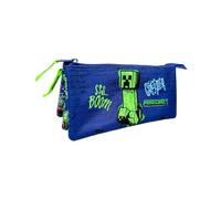 Estuche Escolar Minecraft Boom Creeper Triple - Interior Forrado y Cierre de Cremallera - Portatodo con 3 Compartimientos - 10 X 23 X 4CM