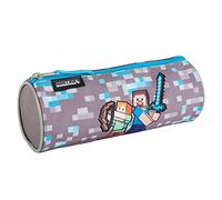 Estuche Escolar Minecraft Warriors - ToyBags - Gamer Case - Diseño con Forma Cilíndrica - Portatodo con 1 Compartimento - Interior Forrado y Cierre de Cremallera - 8 x 22 x 8 cm
