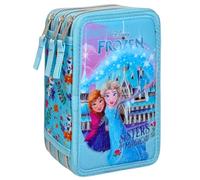 Estuche Escolar Niña para Frozen Fan - Plumier Triple 3 Cremalleras Completo (44 Piezas) - Efecto 3D - Kit Material Escolar Primaria (6-10 Años) 20x12x7 cm