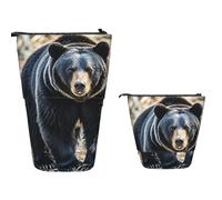 Estuche Escolar Oso Negro Estuche De Lápices De Pie Resistente Bolsa De Lápiz Personalizado Caja De Almacenamiento Para Escuela, Niñas, Adolescentes