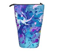 Estuche Escolar Patrón Mixto Morado Y Azul Papelería De Oficina Pencil Case Papelería Estuche Escolar Vertical Para Adolescentes Niños Estudiantes