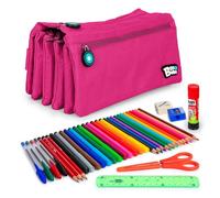 Estuche Escolar Portatodo Cuadruple Grafoplas Bits and Bobs Magenta con 36 Utensilios