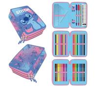 Estuche Escolar Stitch Disney 3 Compartimentos con Cremallera