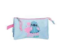Estuche escolar «Stitch Hearts» azul denim