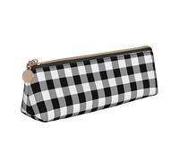 Estuche Escolar, Tartán Vichy Negro Blanco Pencil Case Multiuso Bolsa De Lápiz Con Cremallera Bolsa De Papelería Para Adultos Universitarios Adolescentes