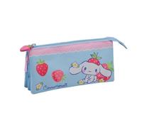 Estuche Escolar Triple Cinnamoroll - Interior Forrado y Cierre de Cremallera - Portatodo con 3 Compartimientos - 11.5 X 23.5 X 3 CM