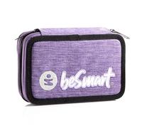 Estuche escolar triple con tres cremalleras York lila claro BeSmart Giotto - Juego de 45 piezas para medianas y superiores, multicolor, estuche tres cremalleras completo de colores