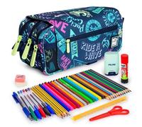 Estuche Escolar Triple Grafoplás Design Pack ColePack con 40 Utensilios