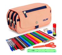 Estuche Escolar Triple Milan 1918 con 36 Utensilios Incluidos Rosa