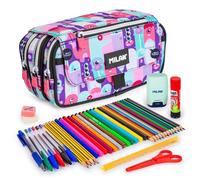 Estuche Escolar Triple Milan Aliens Pack Escolar Completo 40 Piezas