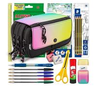 Estuche Escolar Triple Milan Sunset Pack Material Escolar 40 Piezas