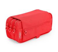 Estuche Escolar Triple Portatodo Practicdomus Rojo Coral Alta Capacidad