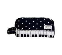 Estuche estético para llaves de piano de gran capacidad, color negro, 20 cm | Correa de asa tejida, transporte de mano, gran almacenamiento, neceser de maquillaje, viajes, oficina, escuela