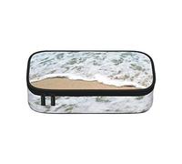 Estuche étnico a rayas de tortuga de gran capacidad, bolsa de papelería de oficina, bolsa de cosméticos con compartimentos para niñas, niños y adultos, hermosa estrella de mar en la playa, tamaño único