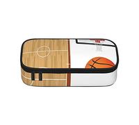 Estuche étnico a rayas de tortuga de gran capacidad, bolsa de papelería de oficina, bolsa de cosméticos con compartimentos para niñas, niños y adultos, tablero de cancha de baloncesto, talla única