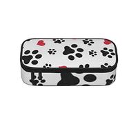 Estuche étnico a rayas de tortuga de gran capacidad, bolsa de papelería de oficina, bolsa de cosméticos con compartimentos para niñas, niños y adultos, diseño de pata de gato, corazón, cachorro, talla única