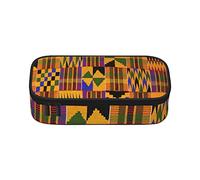 Estuche étnico a rayas de tortuga étnica de gran capacidad, bolsa de papelería de oficina, bolsa de cosméticos con compartimentos para niñas, niños y adultos, patrón étnico africano, talla única