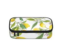 Estuche étnico a rayas, gran capacidad, bolsa de papelería de oficina, bolsa de cosméticos con compartimentos para niñas, niños y adultos, limones tropicales frescos, talla única