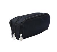 Estuche expandible de doble capa, bolsa de lápices de alta capacidad, bolsa de viaje para brochas de maquillaje para oficina, escuela, estudiantes, oficina, Black