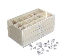 Estuche Expositor Para Piedras Preciosas - Soporte Organizador para Vitrina - Organizador Con 54 Compartimentos Para Fósiles, Piedras Preciosas, Gemas, Miniaturas, Regalos de Cumpleaños, Navidad y Gra