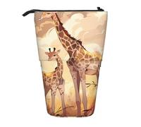 Estuche extensible para lápices con diseño de jirafa para madre e hijo, tela Oxford multidiseño, altura ajustable, bolsa de cosméticos multiusos