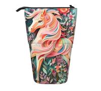 Estuche extensible para lápices con diseño de unicornio de corte de papel, tela Oxford multidiseño, altura ajustable, bolsa de cosméticos multiusos