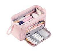 Estuche extragrande - Organizador de color sólido de 22 cm con múltiples compartimentos para suministros escolares y de oficina, Green, Talla única, Estilo único